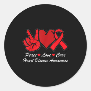 Peace Love Cure Heart Disease Awareness Chd Suppor Classic Round Sticker