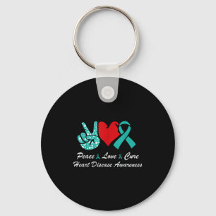 Peace Love Cure Heart Disease Awareness Chd Suppor Key Ring