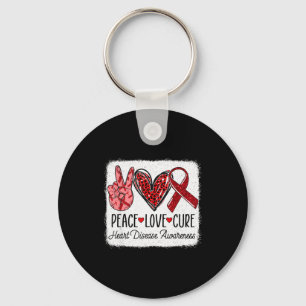 Peace Love Cure Heart Disease Awareness Chd Suppor Key Ring