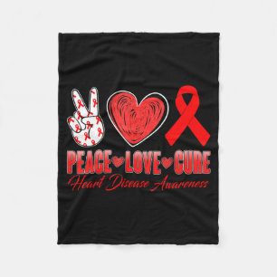 Peace Love Cure Heart Disease Awareness Day Red Ri Fleece Blanket