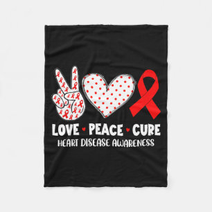 Peace Love Cure Heart Disease Awareness Fighter Re Fleece Blanket