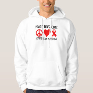 Peace Love Cure Heart Disease Awareness Men Women Hoodie