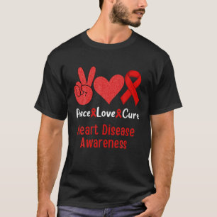 Peace Love Cure Heart Disease Awareness Month Men T-Shirt