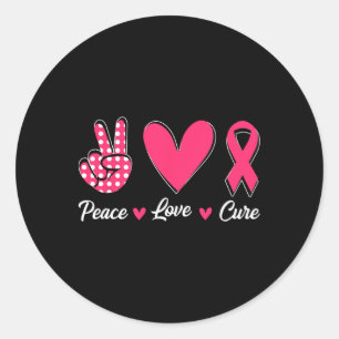 Peace Love Cure Heart Pink Ribbon Breast Cancer Aw Classic Round Sticker