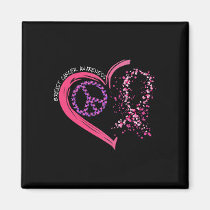 Peace Love Cure Hearted Pink Ribbon Breast Cancer Magnet
