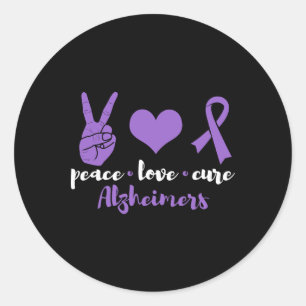 Peace Love Cure Heimerheimers Awareness Family War Classic Round Sticker