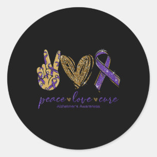 Peace Love Cure Heimers Awareness Comfort Colours Classic Round Sticker