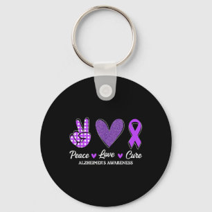Peace Love Cure Heimers Awareness Key Ring