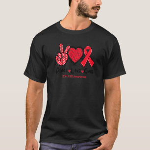 Peace Love Cure HIV AIDS Awareness Red Ribbon T-Shirt