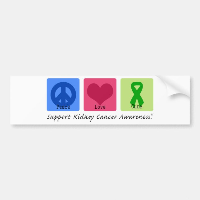 Peace Love Cure Kidney Cancer Bumper Sticker (Front)