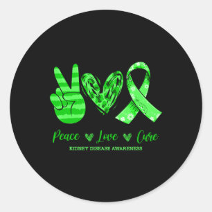 Peace Love Cure Kidney Disease Awareness 3 Classic Round Sticker
