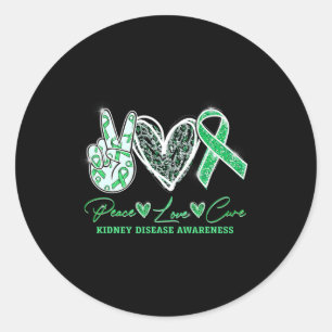 Peace Love Cure Kidney Disease Awareness Gifts Classic Round Sticker
