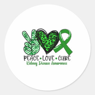 Peace Love Cure Kidney Disease Awareness Month  Classic Round Sticker