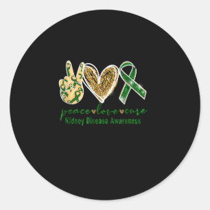 Peace Love Cure Kidney Disease Awareness T-Shirt Classic Round Sticker