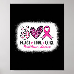 Peace Love Cure Leopard Breast Cancer Awareness  Poster