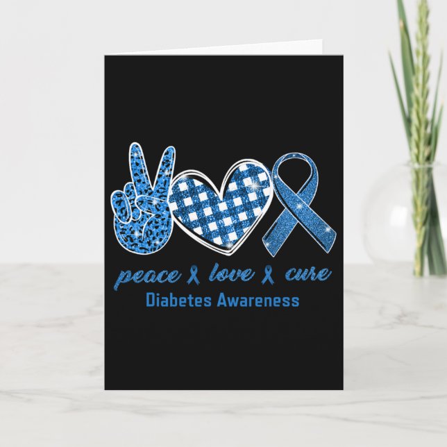 Peace Love Cure Leopard Diabetes Awareness Survivo Card (Front)