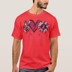 Peace Love Cure Leopard Sunflowers Cancer Breast A T-Shirt