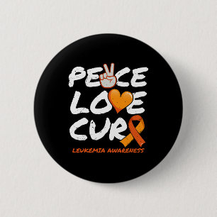 Peace Love Cure - Leukaemia Awareness 6 Cm Round Badge