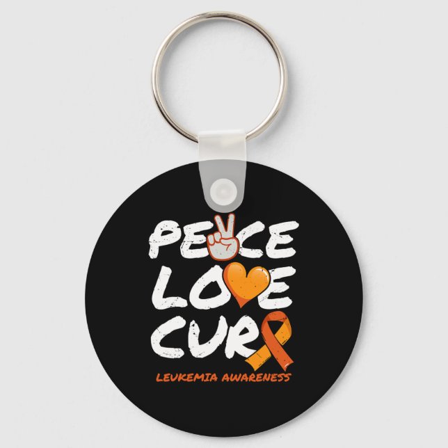 Peace Love Cure - Leukaemia Awareness  Key Ring (Front)