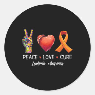 Peace Love Cure Leukaemia Awareness Men Women Kids Classic Round Sticker