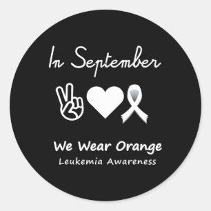 Peace Love Cure Leukaemia Awareness Men Women Kids Classic Round Sticker