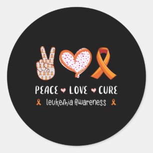Peace Love Cure Leukaemia Awareness Men Women Kids Classic Round Sticker