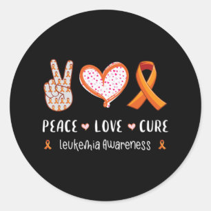 Peace Love cure leukaemia awareness men women kids Classic Round Sticker