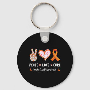 Peace Love Cure Leukaemia Awareness Men Women Kids Key Ring