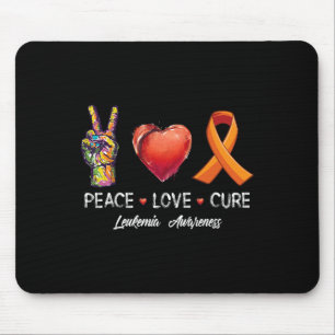 Peace Love Cure Leukaemia Awareness Men Women Kids Mouse Pad