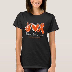 Peace Love Cure Leukaemia Awareness Orange Ribbon  T-Shirt