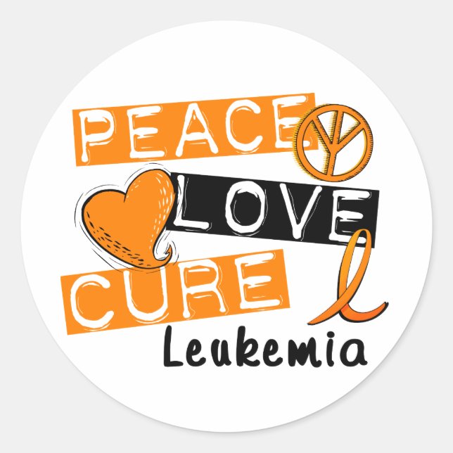 Peace Love Cure Leukaemia Classic Round Sticker (Front)