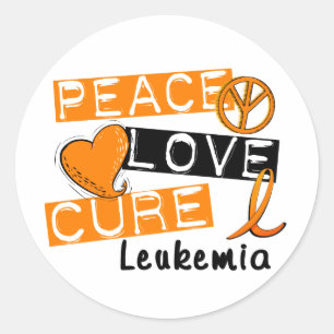 Peace Love Cure Leukaemia Classic Round Sticker