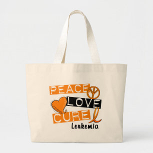 Peace Love Cure Leukaemia Large Tote Bag