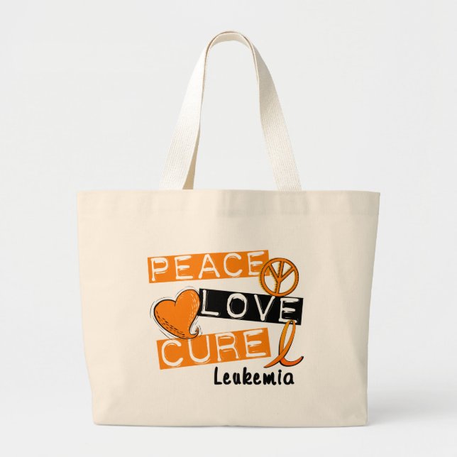 Peace Love Cure Leukaemia Large Tote Bag (Front)