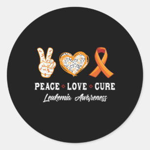 Peace Love cure Leukemia awareness men women kids  Classic Round Sticker