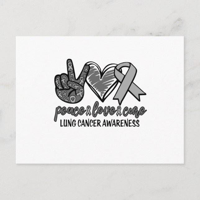 Peace Love Cure Lung Cancer Awareness Invitation Postcard (Front)
