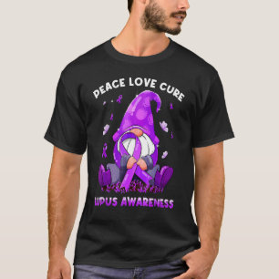 Peace Love Cure Lupus Awareness Purple Ribbon Gnom T-Shirt