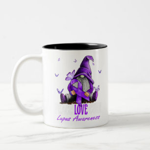 Peace Love Cure Lupus Awareness Purple Ribbon Two-Tone Coffee Mug
