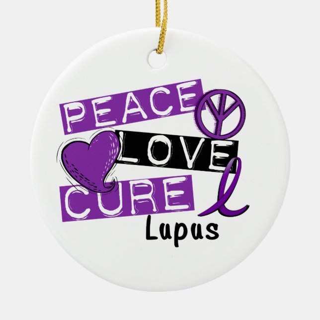 Peace Love Cure Lupus Ceramic Ornament (Front)