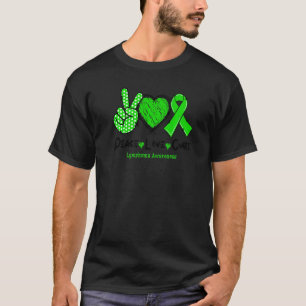 Peace Love Cure Lymphoma Awareness Green Ribbon T-Shirt