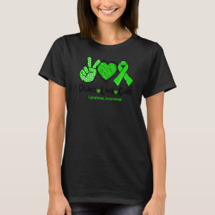 Peace Love Cure Lymphoma Awareness Green Ribbon T-Shirt
