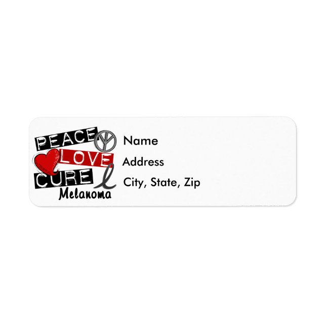 Peace Love Cure Melanoma Return Address Label (Front)