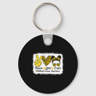 Peace Love Cure Messy Bun Childhood Cancer Awarene Key Ring