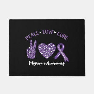 Peace Love Cure Migraine Awareness Ribbon Doormat