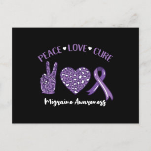 Peace Love Cure Migraine Awareness Ribbon Holiday Postcard
