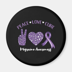Peace Love Cure Migraine Awareness Ribbon Magnet