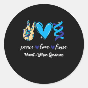 Peace Love Cure Mowat-wilson Syndrome Blue Ribbon  Classic Round Sticker