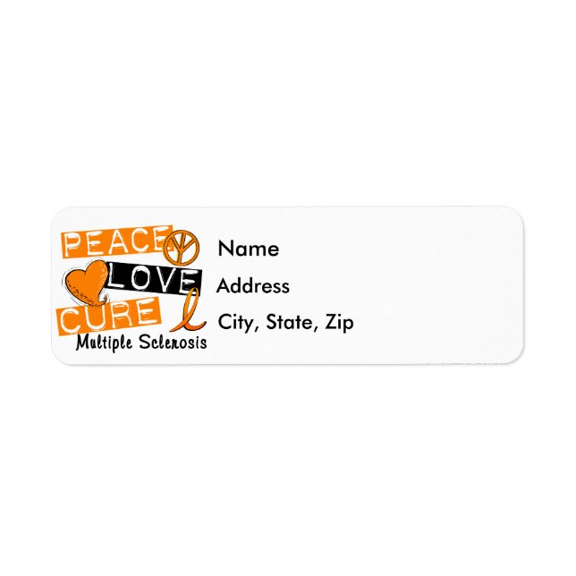 Peace Love Cure Multiple Sclerosis MS Return Address Label (Front)