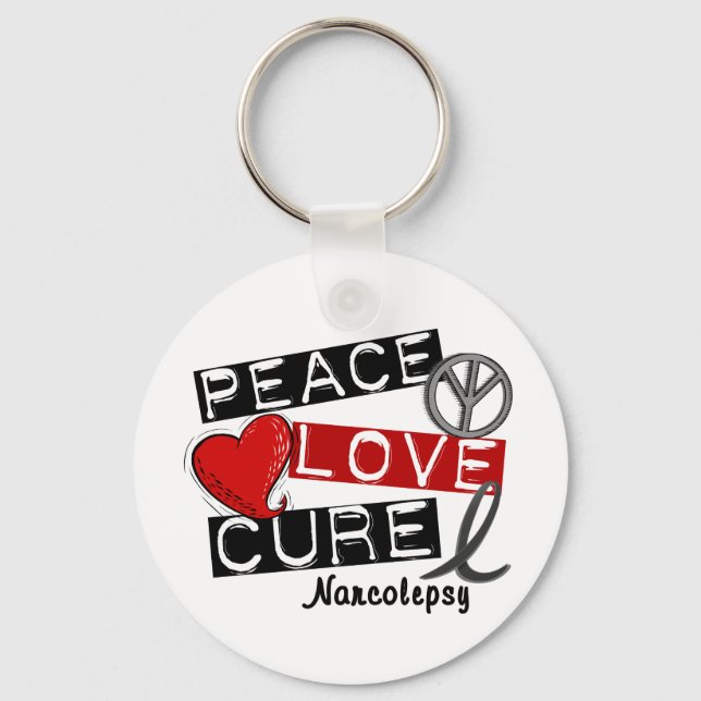 PEACE LOVE CURE NARCOLEPSY KEY RING (Front)