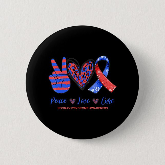 Peace Love Cure Noonan Syndrome Awareness 6 Cm Round Badge (Front)